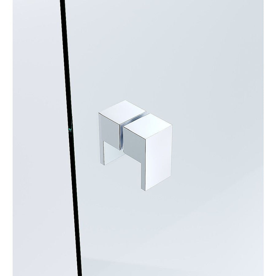 100cm Frameless Diamond Shower Screen – Chrome U-Brackets, Brass Hinges & Square Double Pull Handle