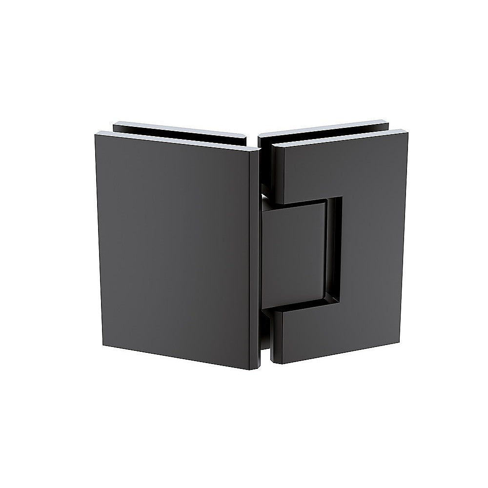 100cm Frameless Diamond Shower Screen with Black Brackets and Brass Hinges, Square Double Pull Handle