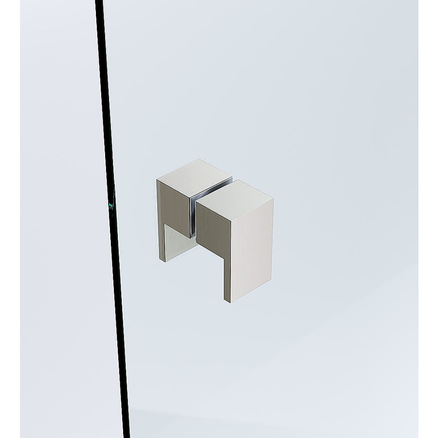 100cm Frameless Diamond Shower Screen – Nickel F-Brackets, Brass Hinges & Square Double Pull Handle