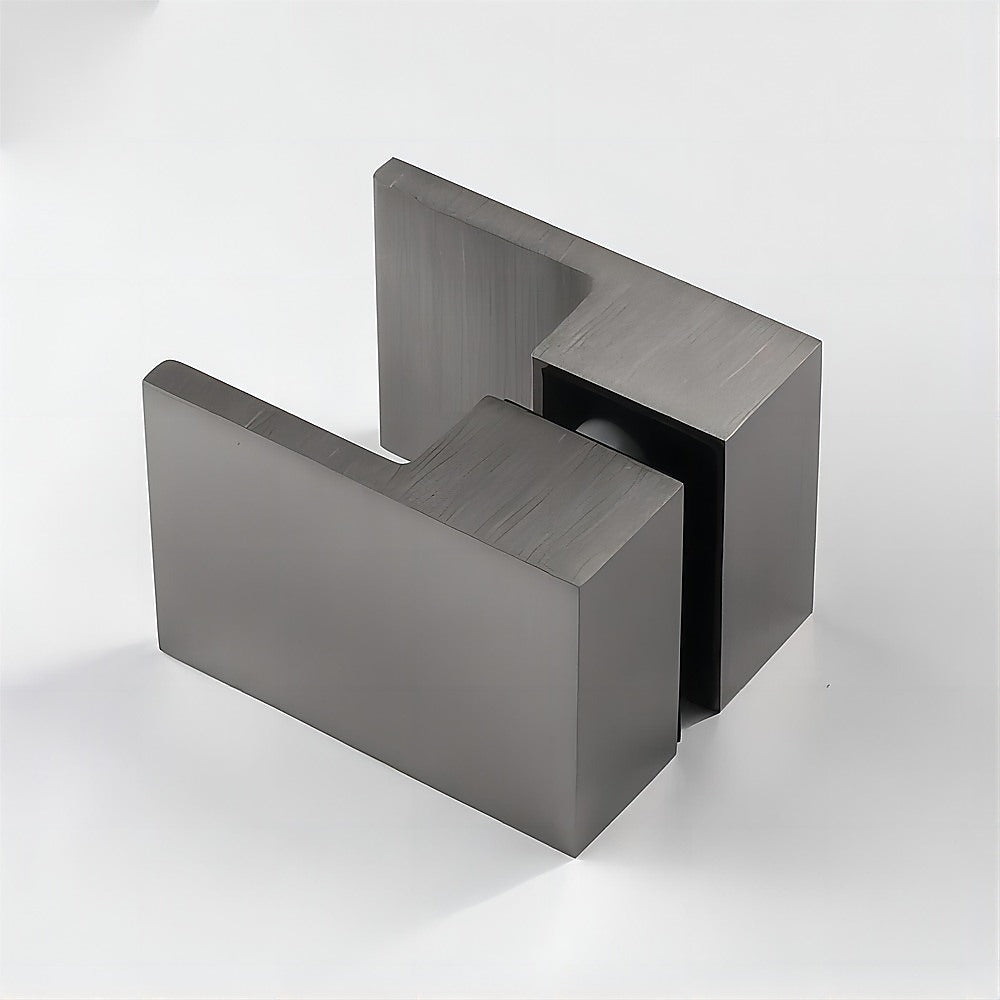 100cm Frameless Diamond Shower Screen with Gunmetal Brackets and Brass Hinges, Square Double Pull Handle