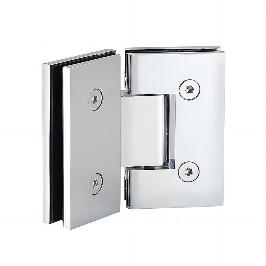 90cm Frameless Diamond Shower Screen – Channels with Brass Hinges in Chrome, Square Knob Handle