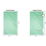 100cm Frameless Diamond Shower Screen with Channels and Brass Hinges - Gunmetal - Side View