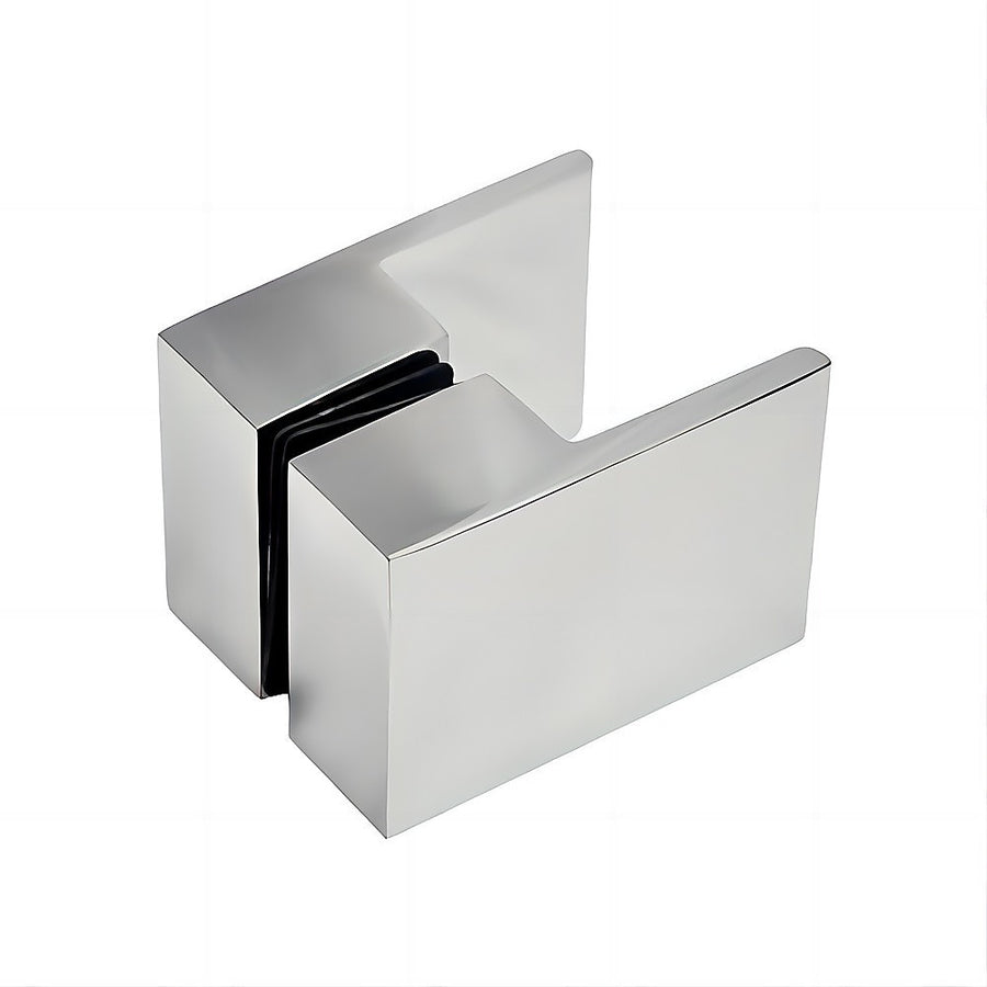 100cm Frameless Diamond Shower Screen – Channels with Brass Hinges in Chrome, Square Double Pull Handle