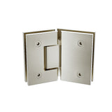 100cm Frameless Diamond Shower Screen with Channels and Brass Hinges - Nickel - Rear View