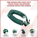 30M Garden Hose Heavy-Duty Coiled Spiral Car Washing Cleaning Water Hose Garden - Side View