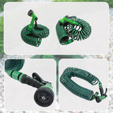 30M Garden Hose Heavy-Duty Coiled Spiral Car Washing Cleaning Water Hose Garden - Low Angle