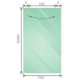 140cm Frameless Glass Sliding Shower Door with Black Rail and Hardware - 45-Degree Angle