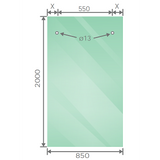 170cm Frameless Glass Sliding Shower Door with Black Rail and Hardware - 45-Degree Angle