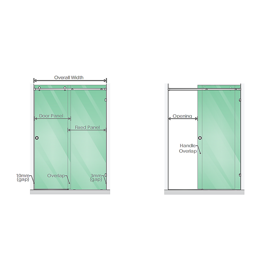 160cm Frameless Glass Sliding Shower Door – With White Rail and U-Brackets for Modern Bathrooms
