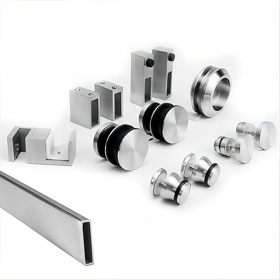 130cm Frameless Glass Sliding Shower Door – With Nickel Rail and U-Brackets for Modern Bathrooms