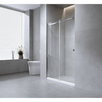 180cm Frameless Glass Sliding Shower Door – With Gunmetal Rail and Wall Channel for Modern Bathrooms