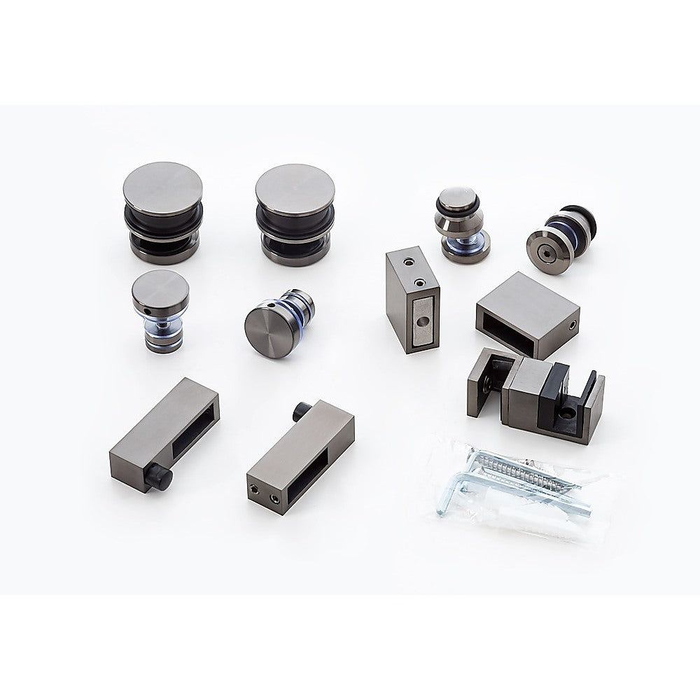 180cm Frameless Glass Sliding Shower Door – With Gunmetal Rail and Wall Channel for Modern Bathrooms