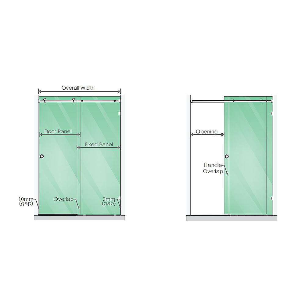 120x80cm Frameless Glass Sliding Corner Shower with Black Rail and Hardware