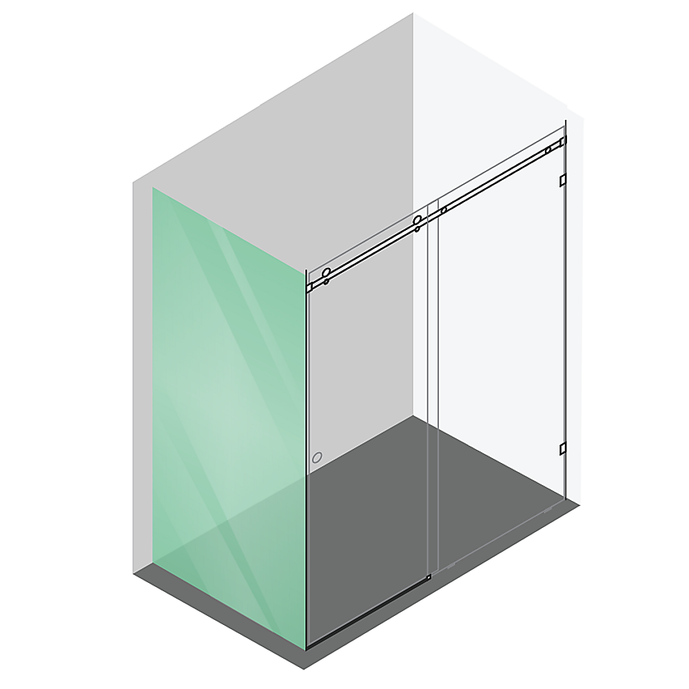 120x90cm Frameless Glass Sliding Corner Shower with Black Rail and Hardware
