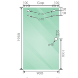 180x90cm Frameless Glass Sliding Corner Shower – With Black Rail and Wall channel for Contemporary Bathrooms - 45-Degree Angle