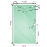140x100cm Frameless Glass Sliding Corner Shower – With White Rail and Wall Channel for Contemporary Bathrooms - Top-Down View