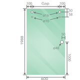 120x80cm Frameless Glass Sliding Corner Shower – With Chrome Rail and U-Brackets for Contemporary Bathrooms - Top-Down View