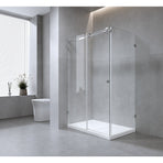 150x80cm Frameless Glass Sliding Corner Shower – With Chrome Rail and Wall Channel for Contemporary Bathrooms