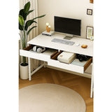 White Computer Desk Modern PC Laptop Table for Gaming, Home Office, or Study Space Furniture