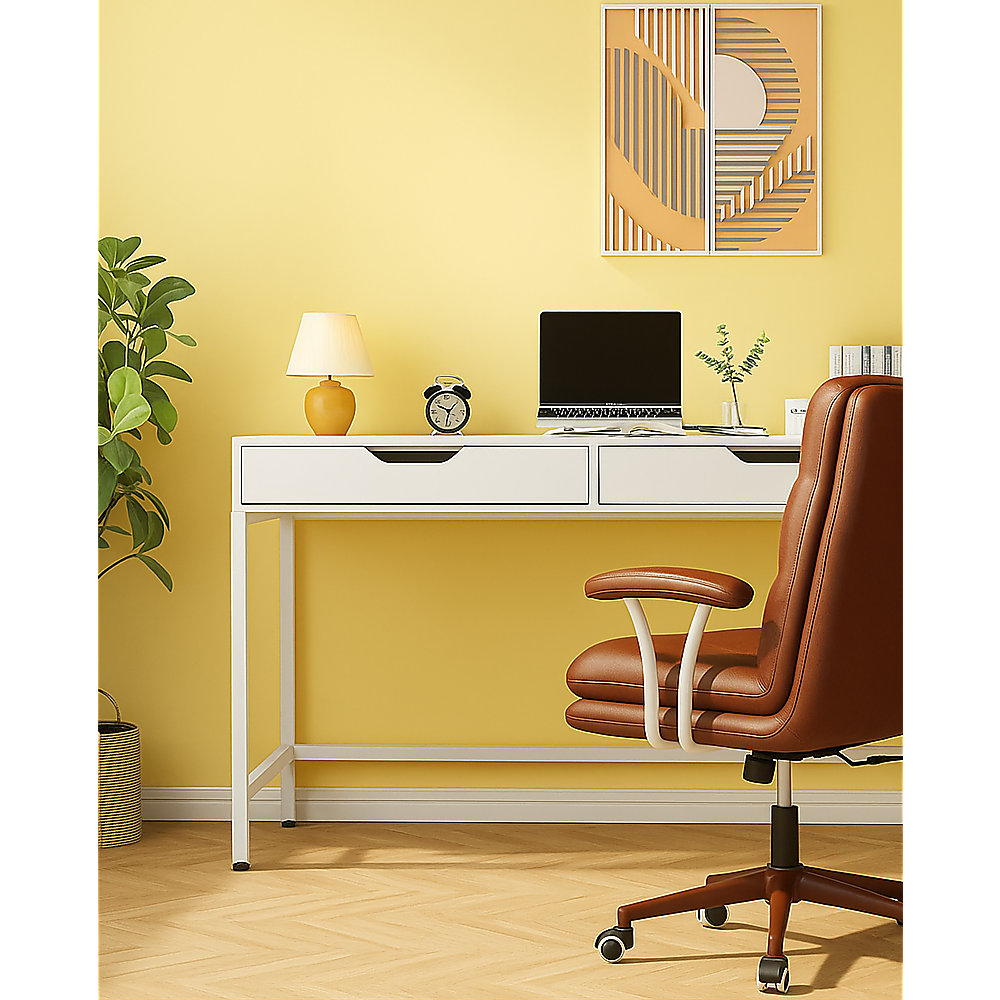 White Computer Desk Modern PC Laptop Table for Gaming, Home Office, or Study Space Furniture