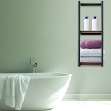 Stylish Bathroom Towel Storage Rack with Wooden Shelves - Front View