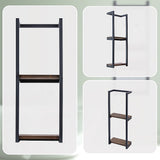Stylish Bathroom Towel Storage Rack with Wooden Shelves - Rear View