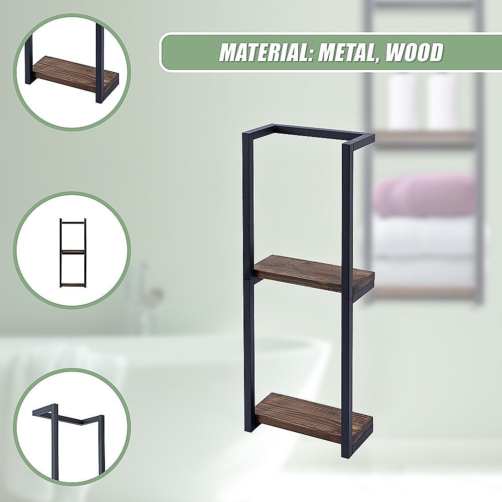 Stylish Bathroom Towel Storage Rack with Wooden Shelves