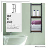Stylish Bathroom Towel Storage Rack with Wooden Shelves - Extra Image