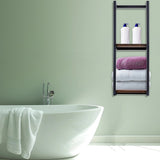 Stylish Bathroom Towel Storage Rack with Wooden Shelves - Front View