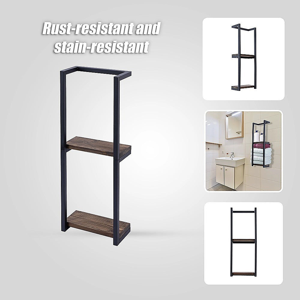 Stylish Bathroom Towel Storage Rack with Wooden Shelves