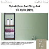 Stylish Bathroom Towel Storage Rack with Wooden Shelves - Extra Image