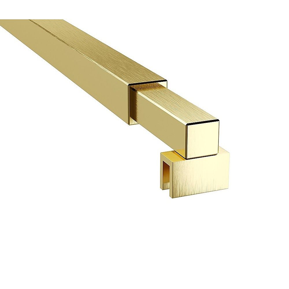 70cm Reeded Glass Shower Screen with Gold F-Brackets and Square Pole