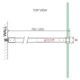 70cm Reeded Glass Shower Screen with Gold F-Brackets and Square Pole - Extra Image
