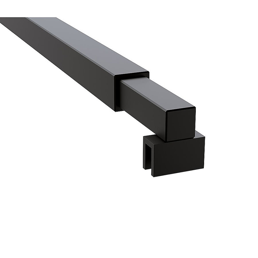 90cm Reeded Single Shower Glass Screen with Black F-brackets & Square Pole