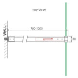90cm Reeded Glass Shower Screen with Nickel F-Brackets and Square Pole - Extra Image