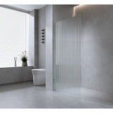 90cm Reeded Single Shower Glass Screen with Gunmetal U-brackets & Round Pole