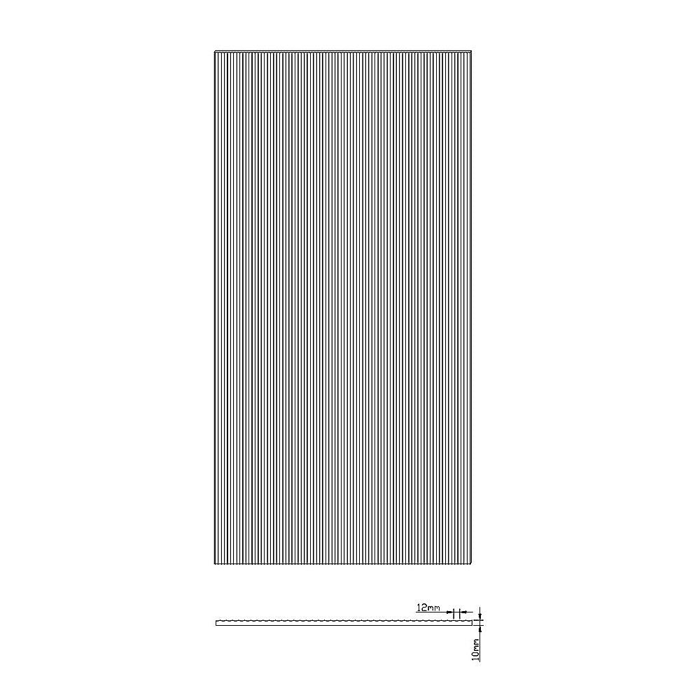 100cm Reeded Glass Shower Screen with Black Wall F-Brackets