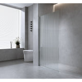 100cm Reeded Glass Shower Screen with Black Wall & Floor Channel