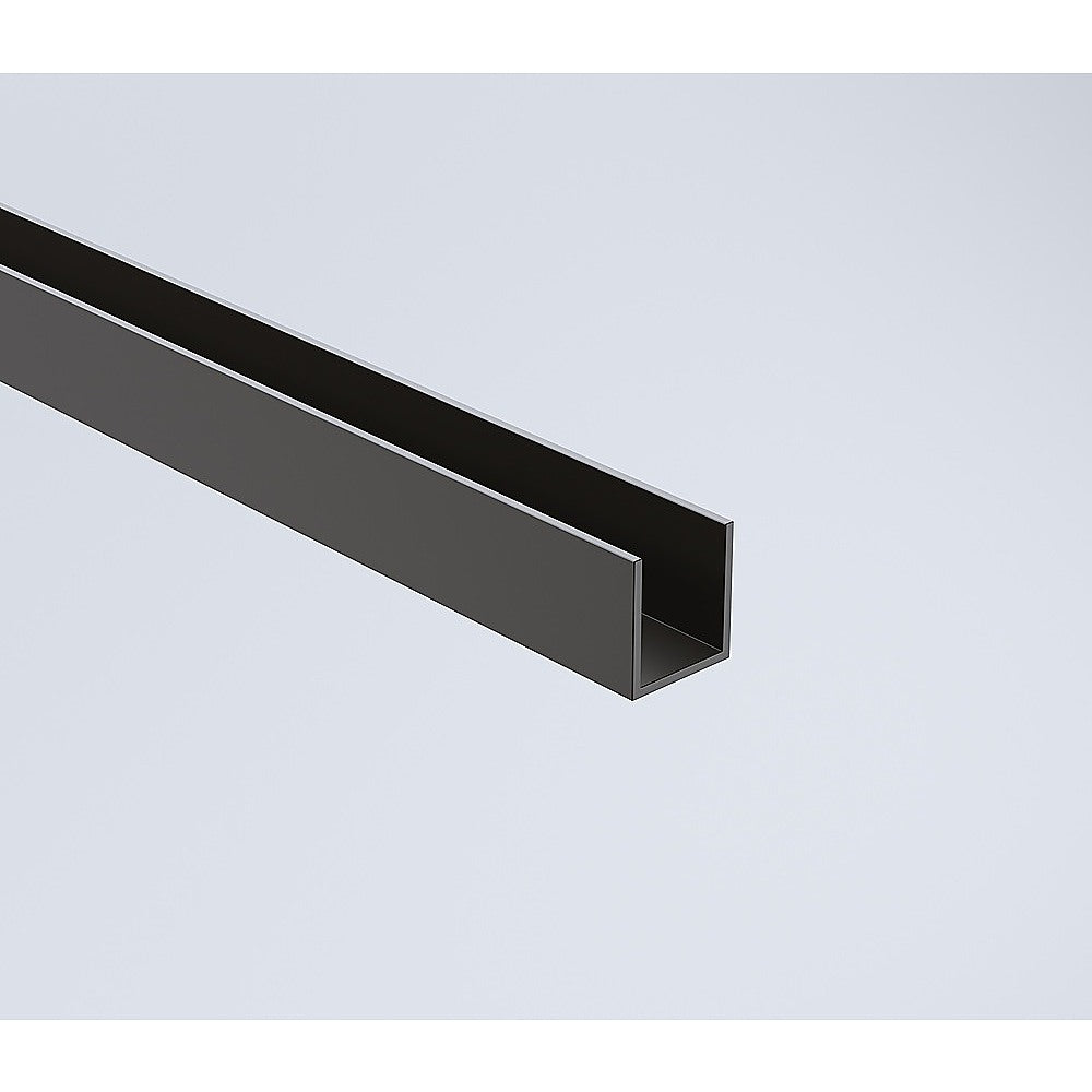 100cm Reeded Glass Shower Screen with Black Wall & Floor Channel
