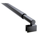 110cm Reeded Single Shower Glass Screen with Black Wall Channel & Round Pole - Low Angle