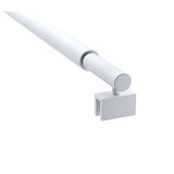 110cm Reeded Single Shower Glass Screen with White Wall Channel & Round Pole - Low Angle