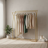 Commercial Clothing Garment Rack Retail Shop in Gold - Front View