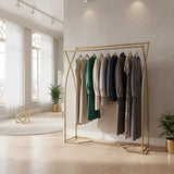 Commercial Clothing Garment Rack Retail Shop in Gold - 45-Degree Angle