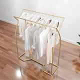 Commercial Clothing Garment Rack Retail Shop in Gold - 45-Degree Angle