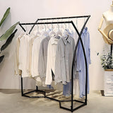 Commercial Clothing Garment Rack Retail Shop in Black - Front View