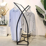 Commercial Clothing Garment Rack Retail Shop in Black - Side View