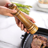 8 Wooden Salt and Pepper Grinder Adjustable Manual Wood Ceramic Core - Front View