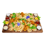 Serving Tray Double Sided Charcuterie Board 8 Sauce Cups Gift - Low Angle