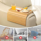 Bamboo Sofa Arm Tray Couch Phone Holder Anti-Slip for Snacks Drinks - Rear View