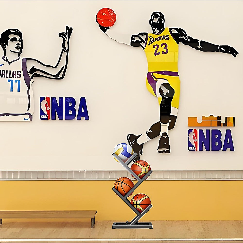 Ball Trolley Rack Display Stand For Basketball Football Storage Heavy Duty Rolling Organiser For Sports Equipment
